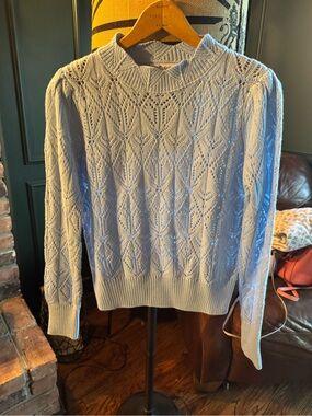 CUPSHE light Blue Knit Pointelle Sweater